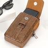 With Strap Mobile Phone Pouch Double Layers Phone Belt Hanging Pouch Phone Belt Clip Bag  Men