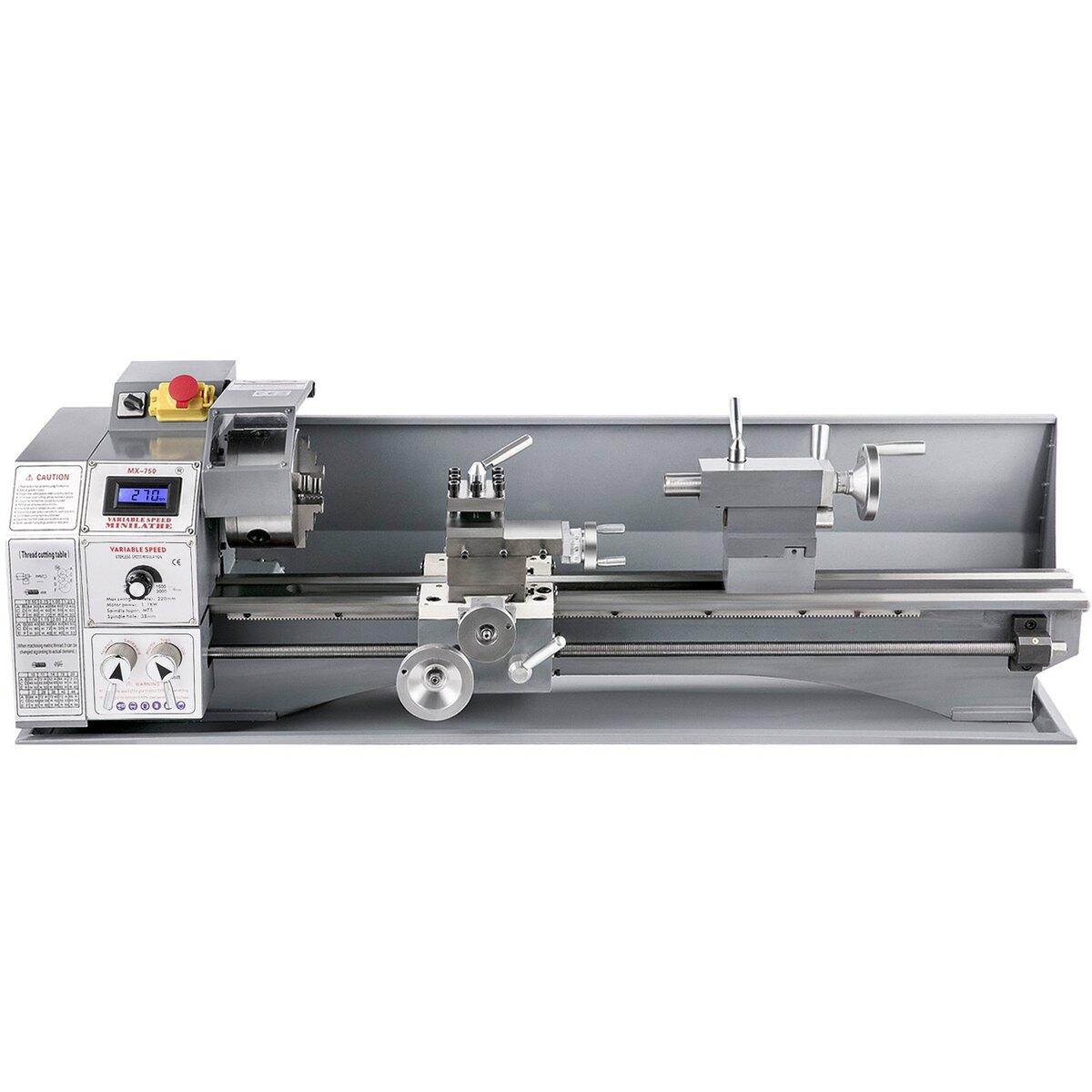 Mini Strung Metal 750W Strung Metal cu Viteză Variabilă 50 până la 3000 Rpm Strung de Precizie pentru Frezare 220 x 600mm pentru Metal Strung Metal pentru Strunjire Plană