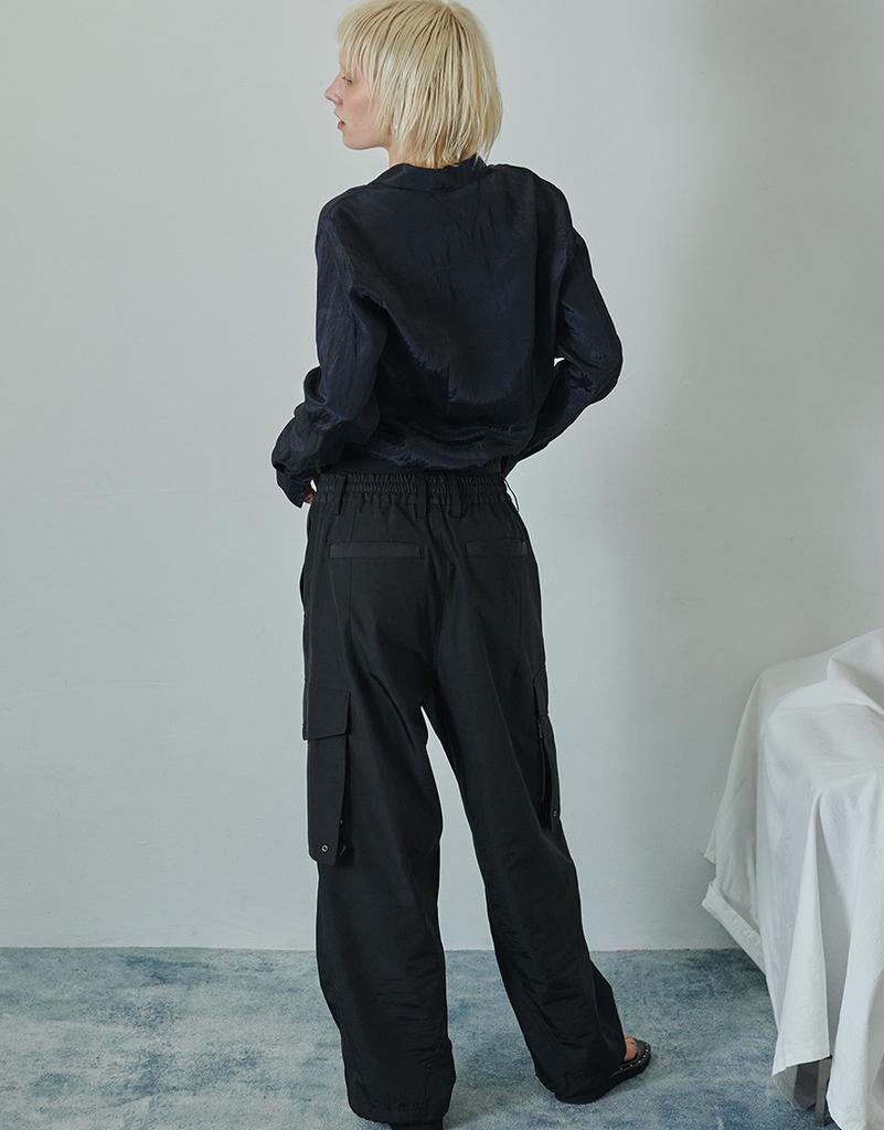 Lige Front Zip Cargo Pants Black