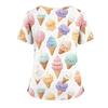 Women's Fashion V,Neck Short Sleeve Overalls With Pockets  Print Tops  Clothes