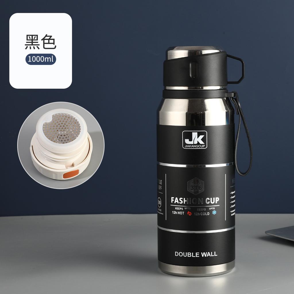 Water Bottle All Steel High Vacuum Thermos Cup Stainless Steel Double Cover Large Capacity Outdoor Water Cup Travel Kettle Tea Separation