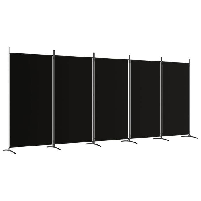 VidaXL Cloison de Séparation 5 Panneaux Séparateur de Pièce Pliable Diviseur Écran d'Intimité Paravent Décoration Salon Noir 350269