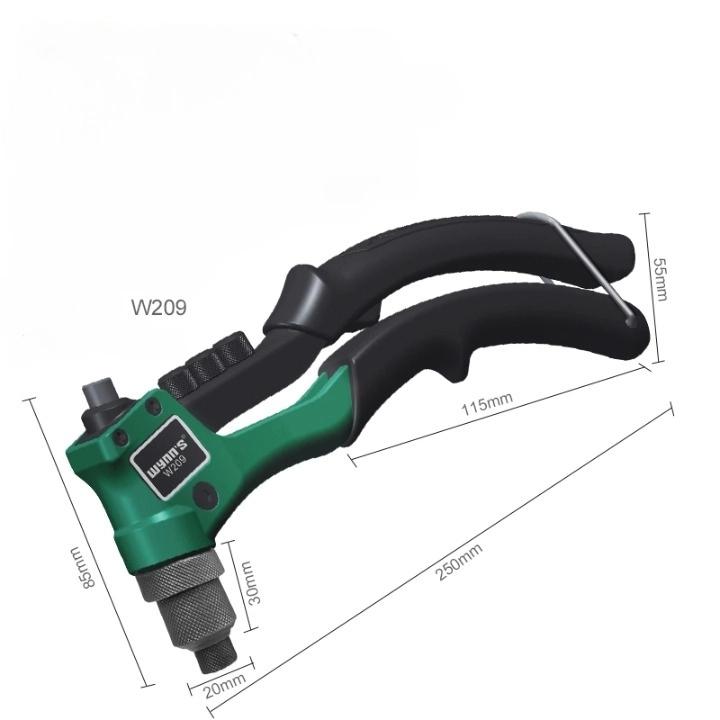 Manual Rivet Gun Set with 16 Sizes of Rivet Heads, Heavy-duty One-handed Rivet Gun Tool for Metal, Plastic and Leather