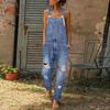Salopette in Denim Lavato da Donna Salopette Casual in Denim Strappato Tuta Corta
