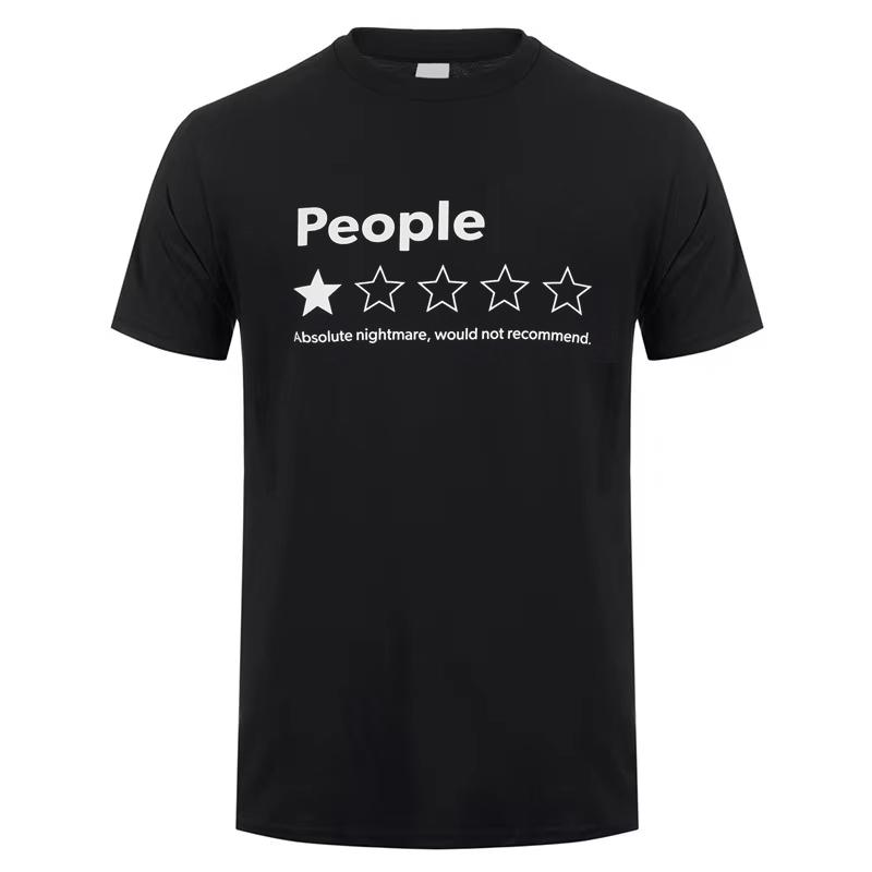 Funny Letter People Absolute Nightmare Would Not Recommend Summer Cotton Men's Tops Tee Print Oversized