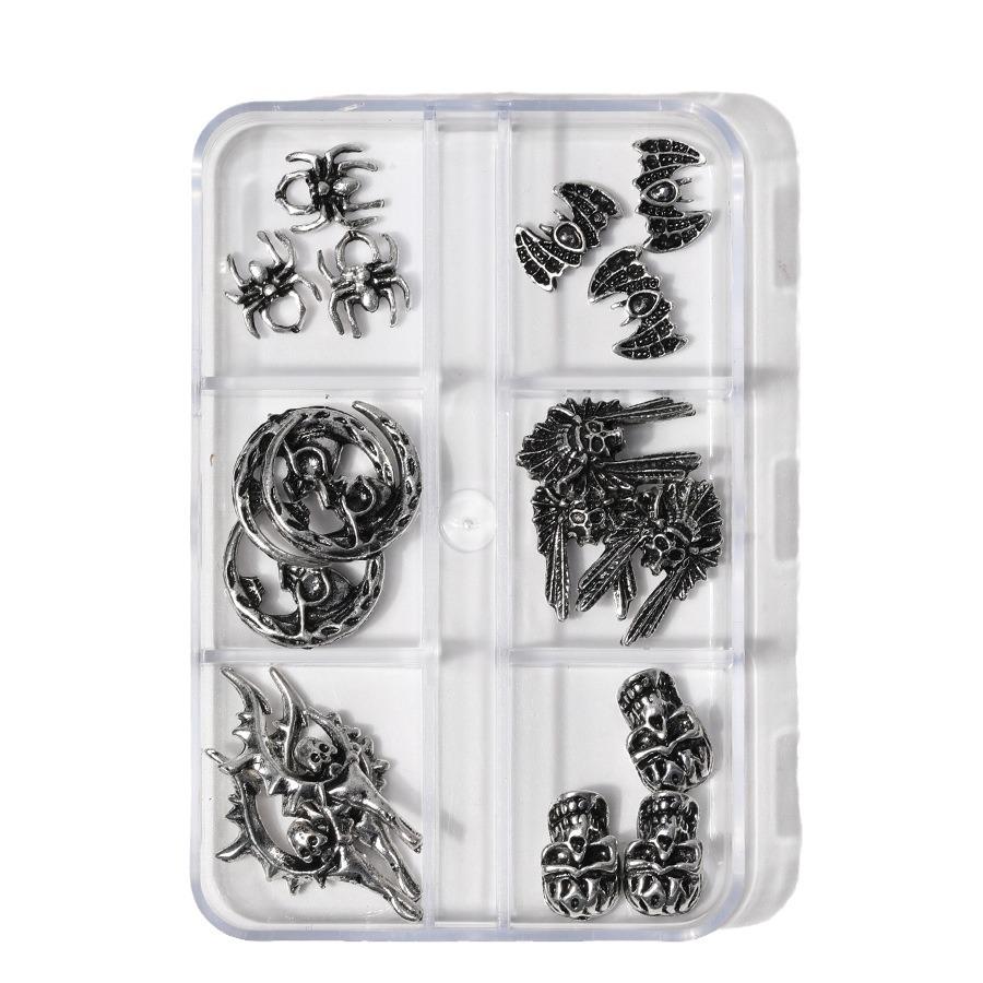 2024 Halloween Nail Art Set: Skull, Ghost, Spider & Bat Decorations