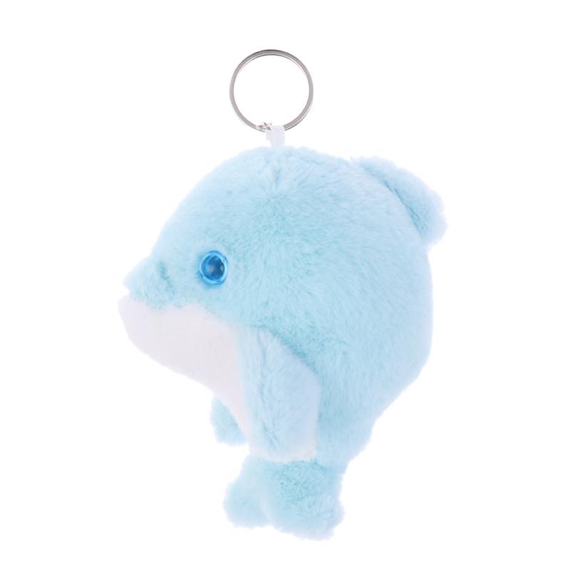 Kawaii Dolphin Plush Toy Cartoon Stuffed Animal Keychain Lovely Plush Doll Key Holder Backpack Pendant For Kid Gifts