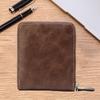 Men's Bifold Wallet with Zipper Edge - Vintage Leather ID and License Holder with Snap Coin Purse