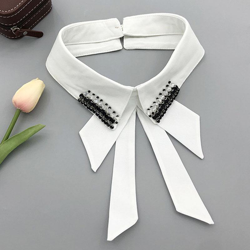 Vintage Embroidery Fake Collar For Women White Lace Hollow False Detachable Collar Lapel Shirt Tie Necklace Clothes Accessory