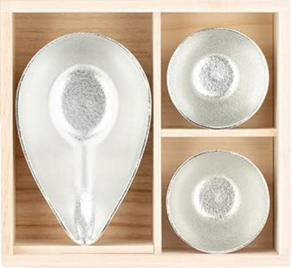 Washi Paper Katakuchi Medium and Sake Cup Set in Paulownia Wood Box [Nousaku Wrapping] - (2 pieces) KM1=G2P