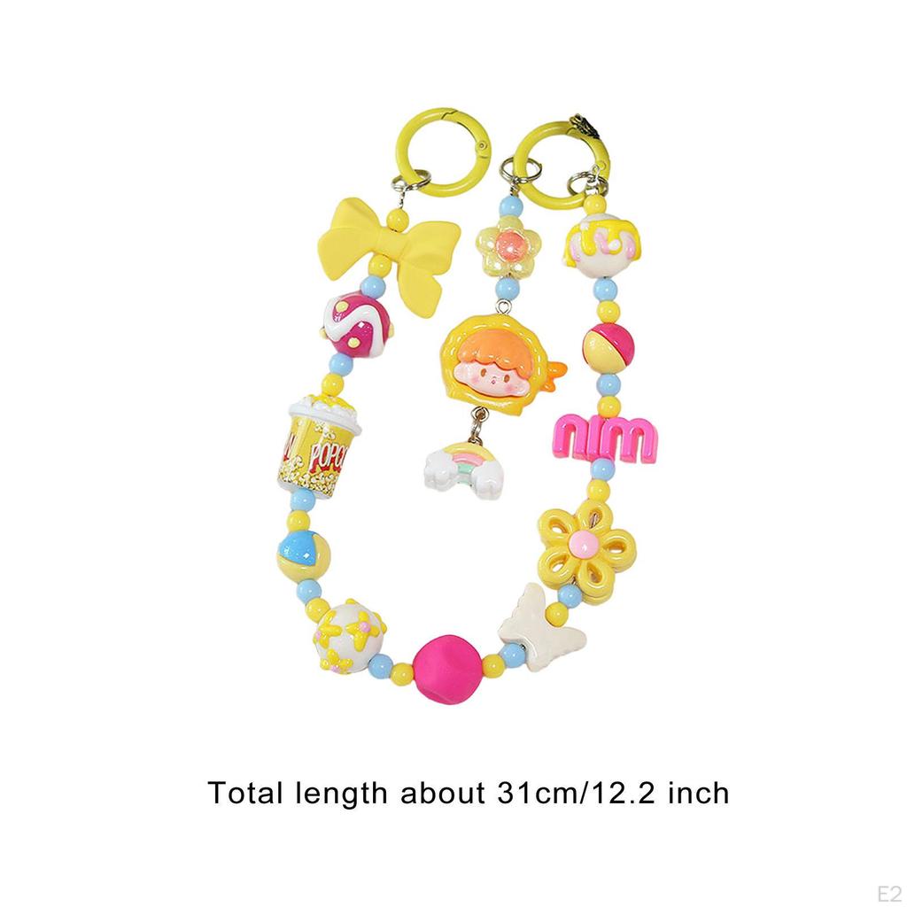 Beaded Phone Strap Hanging Decoration Ornament Bag Chain Charm Pendant Yellow