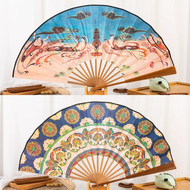 Dunhuang Cultural and Creative Fan Nuevedeer Folding Fan Chinese Style Ancient Style Han Chinese Clothing Summer Gift Female Tourist Souvenir Men