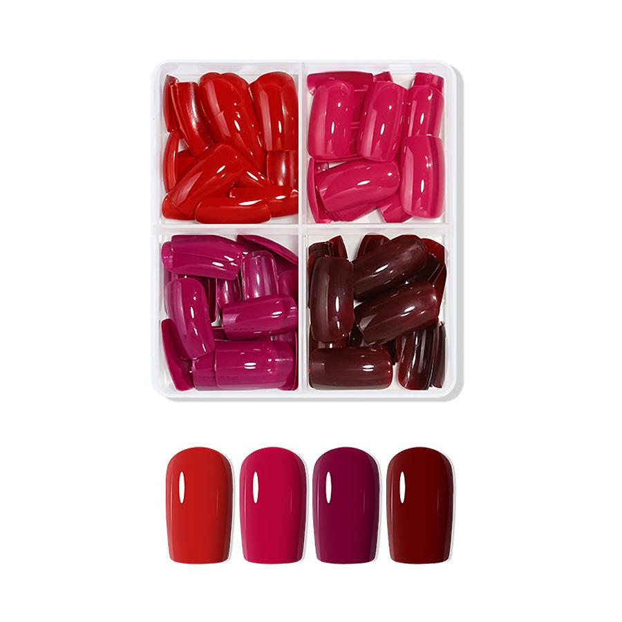 96 Pcs Press On Nails Short, Glossy Solid Color Fake Nails, Full Cover Artificial Nails for Natural Look Manicure