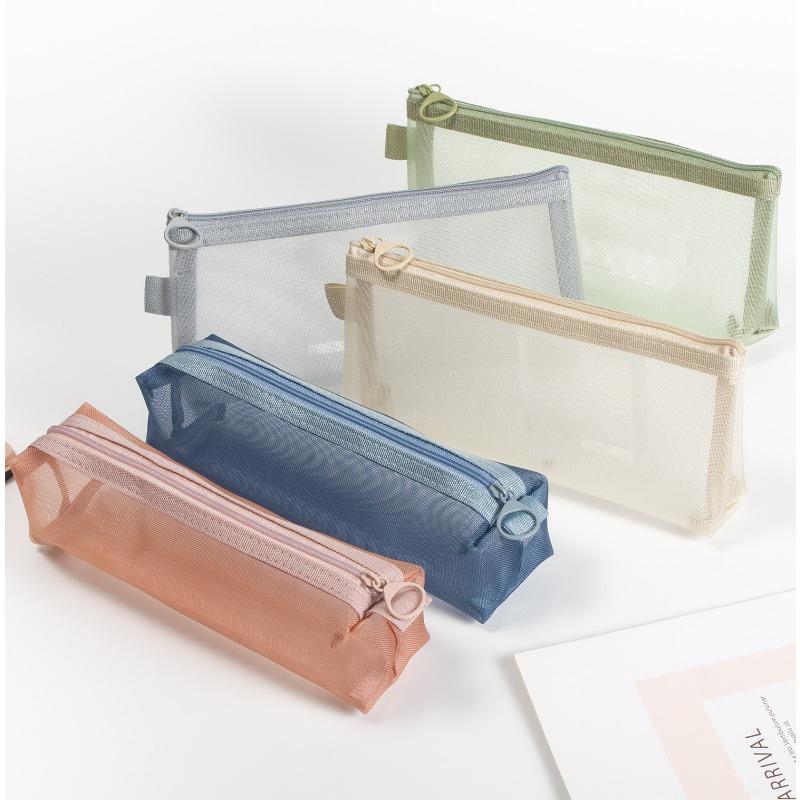Multifunctional Portable Makeup Brush Bag Pouch Case New Large Capacity Mesh Pencil Bag Mesh Transparent Cosmetic Case