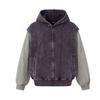 Mens Oversized Hooded Zip-Up Sweatshirt With Washed Vintage Look Cotton Blend Casual Streetwear