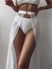 2024 Women's High Waist Swim Skirt and Cardigan Bikini Set