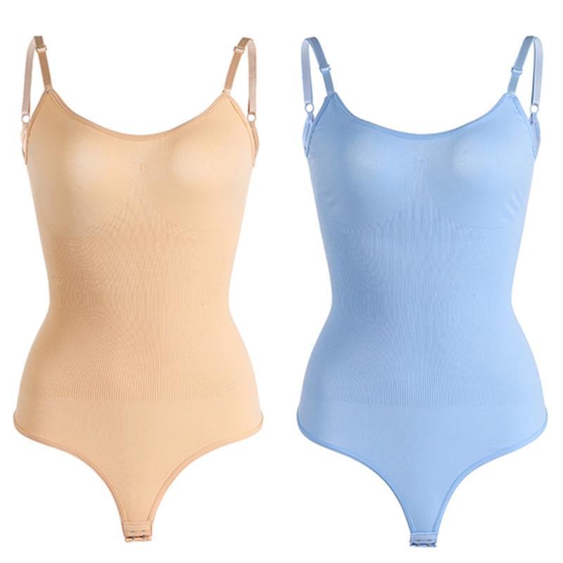 Seamless Shaping Bikini Thong Bodysuit with Waist and Tummy Control, Strapless, Form-Fitting Shaper