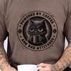Funny Cat Coffee Shirt - Grumpy Cat T Shirt Lover Top, Goth Aesthetic Coffee Addict T-Shirt, Powered by Coffee & Bad Attitudes Gift