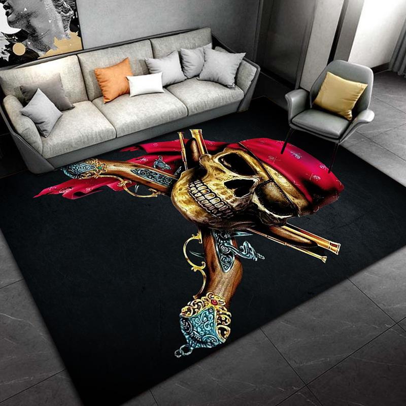 Skeleton Sea Pirate Pattern Rug Carpet for Living Room Bathroom Mat Creative Doormat Carpet for Bedroom Home Decor Play Mats