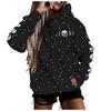 Women's Casual Tie-Dye Butterfly Printing Long Sleeve Blouse Hooded Sweater
