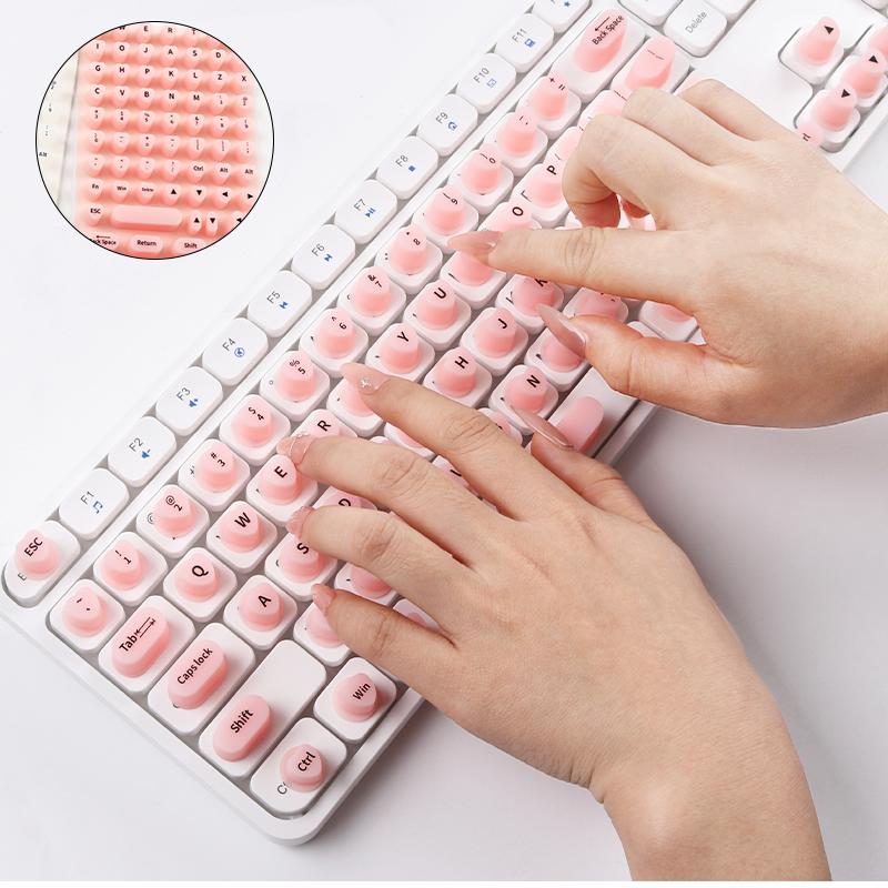 70PCS Raised Keyboard Stickers for Long Nails Universal Nail Art Keyboard Bubbles Soft Silicone Keycaps for Girls Office Gaming
