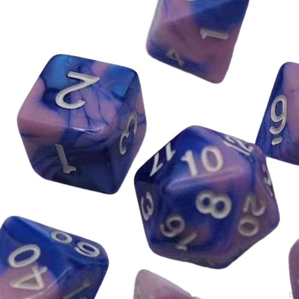 7 Pieces Acrylic Polyhedral Dices D6 D4 D8 D10 D12 D20 Gifts Board Game Props Durable for Role