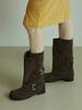 Byeuuns Bob24408 Leather Cuff Biker Boots / 2 Colors