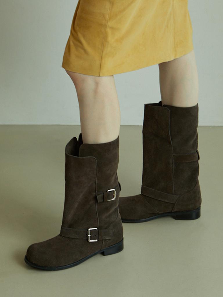 Byeuuns Bob24408 Leather Cuff Biker Boots / 2 Colors