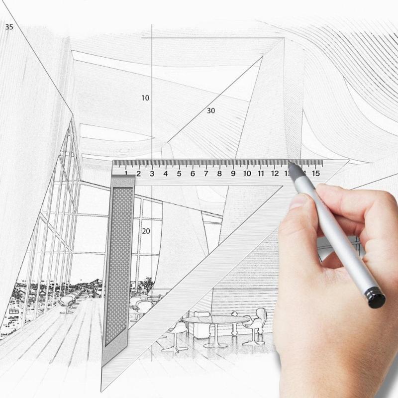 Stainless Steel Triangles Ruler 150mm/200mm/300mm Measuring Tool Protractors for Engineers Architects Students Enthusiasts