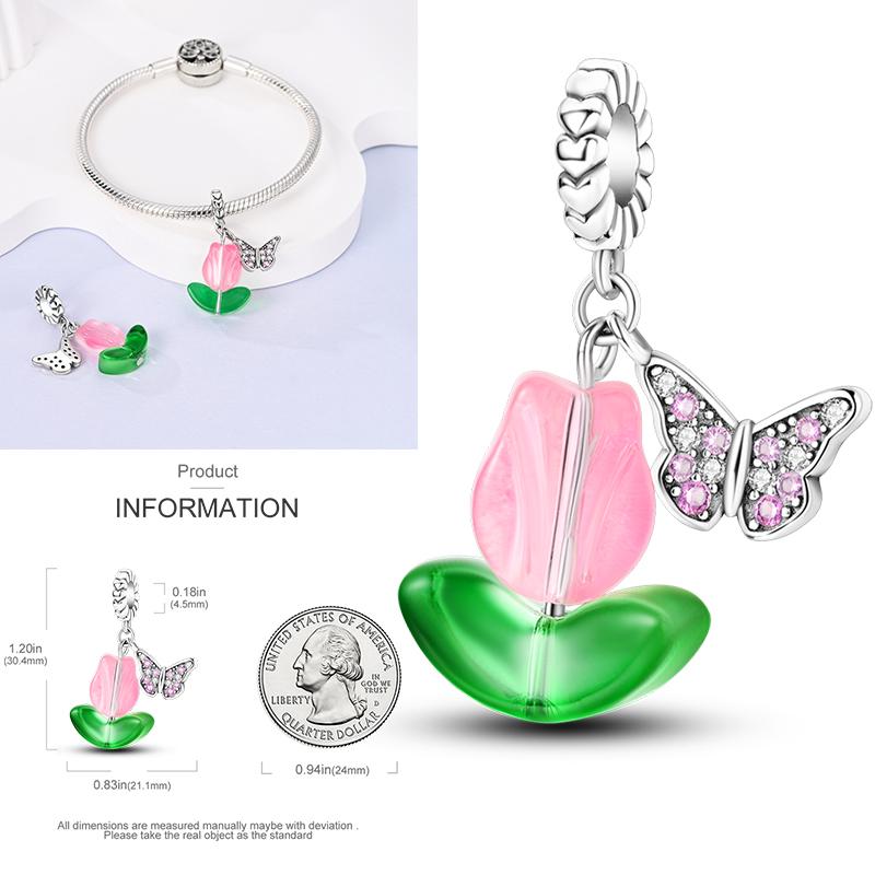 Neuer 925er Silber Kaktus Kleeblatt Anhänger Frühlingsgrüne Serie Perlenanhänger Für Original Perlenarmband DIY Schmuck