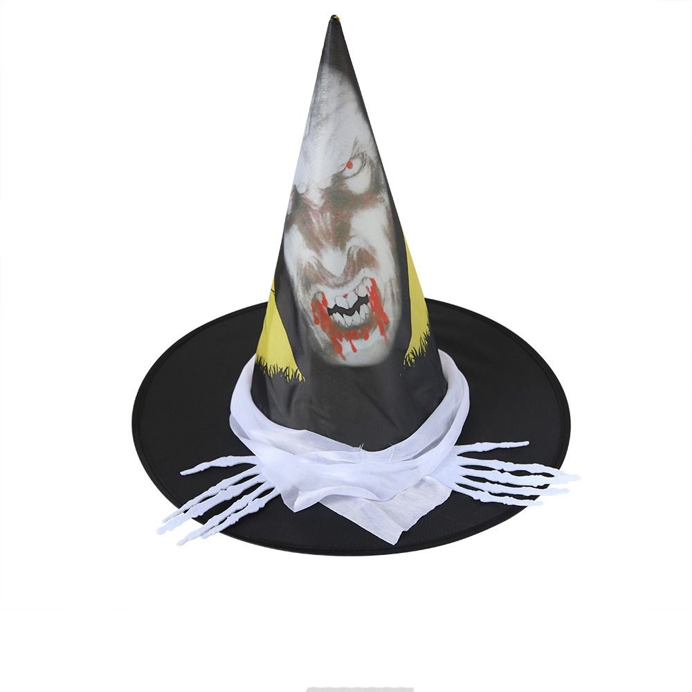Skull Pattern Halloween Witch Hat Colorful Halloween Cosplay Accessories Children Wizard Cap  Kids