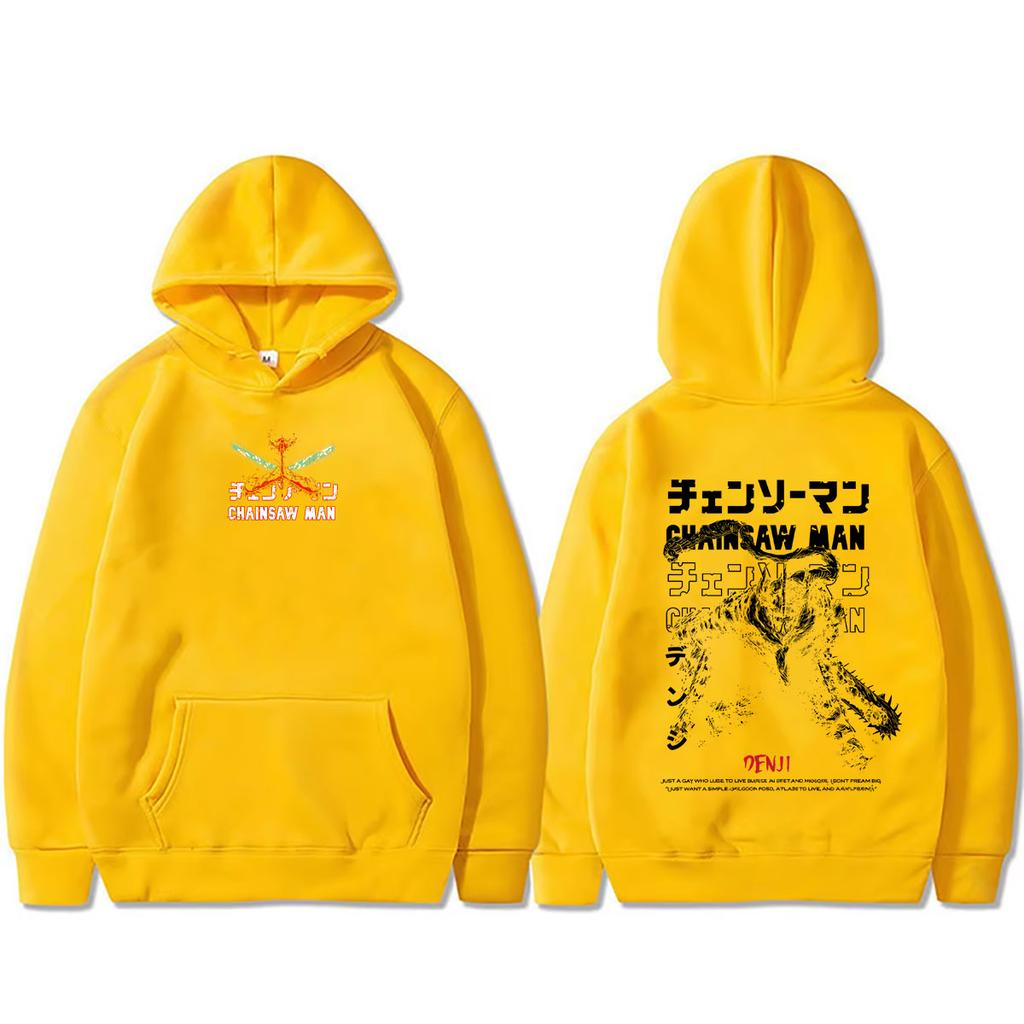Anime Chainsaw Man Hoodie Funny Cartoon Denji Pochita Print Pullover Hoodies Men Women Manga Hooded Tracksuit