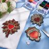 INFUNLY Rhinestone Beaded Heart Patch Sew On Heart Patches for Clothing Christmas Red Decorations Applique Bright Crystal Patches Rhinestones