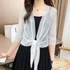 Bright Breathable Loose Casual Clothing Fit Shawl Half Sleeve Silk Lace Protection Summer Thin Women's