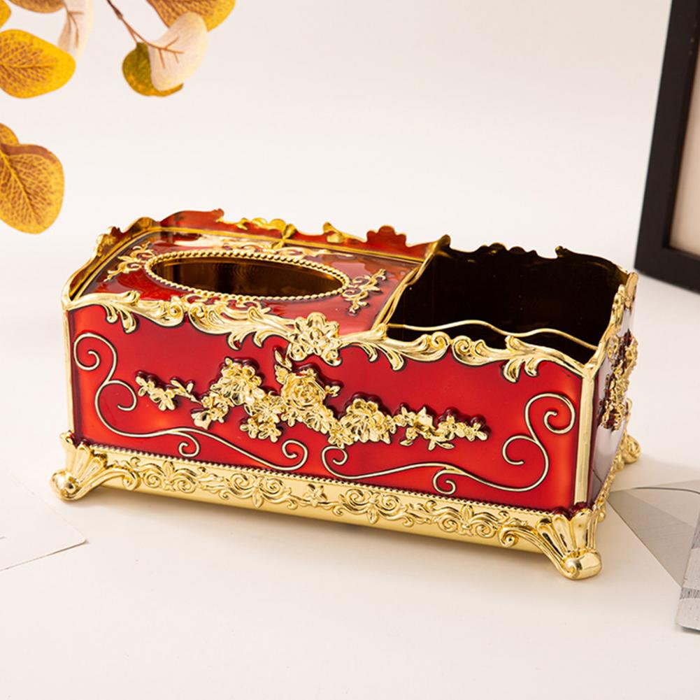 Tissuebox i nordisk stil med lock ABS Lätt lyx präglad design Servettfodral Elegant tissuebox med fjärrkontrollhållare