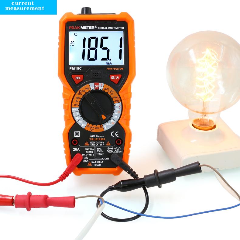 PEAKMETER PM18C Überlastschutz Multimeter, Hochpräzises Digitalanzeige-Multimeter für Elektriker und Haushaltsspannung
