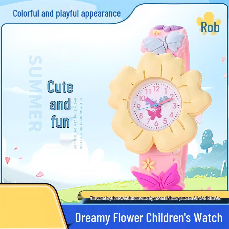 Colorful Cartoon Flower Silicone Wristwatch for Girls - Quartz Movement