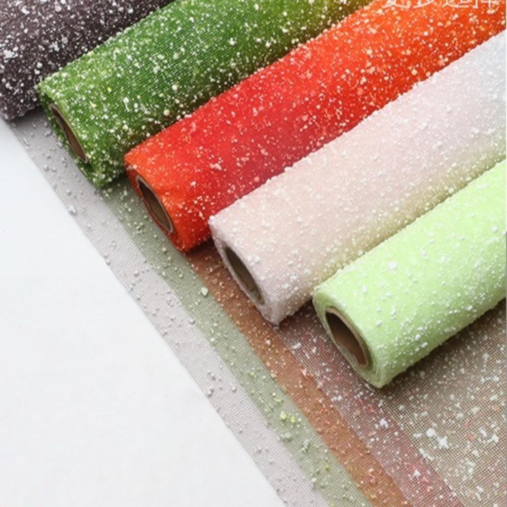 Gradient Snow Dot Yarn Mesh Paper 50cm Wide Hollow Net Florist Wrap Supplies Irregular Mesh Snowflake Yarn Flower Wrapping Paper