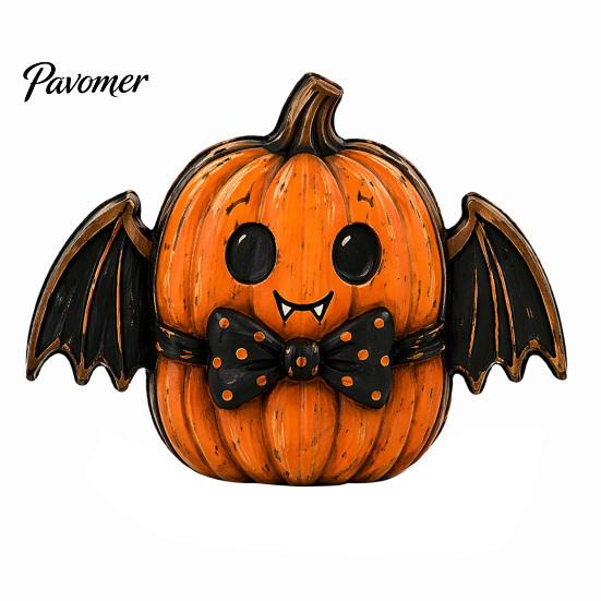 Rustic Style Ornament Set Wooden Halloween Ornaments, Retro Desktop Decorations for Home Table Tiered Decor Tray Decor, Pumpkin/Black Cat/Ghost/Bat