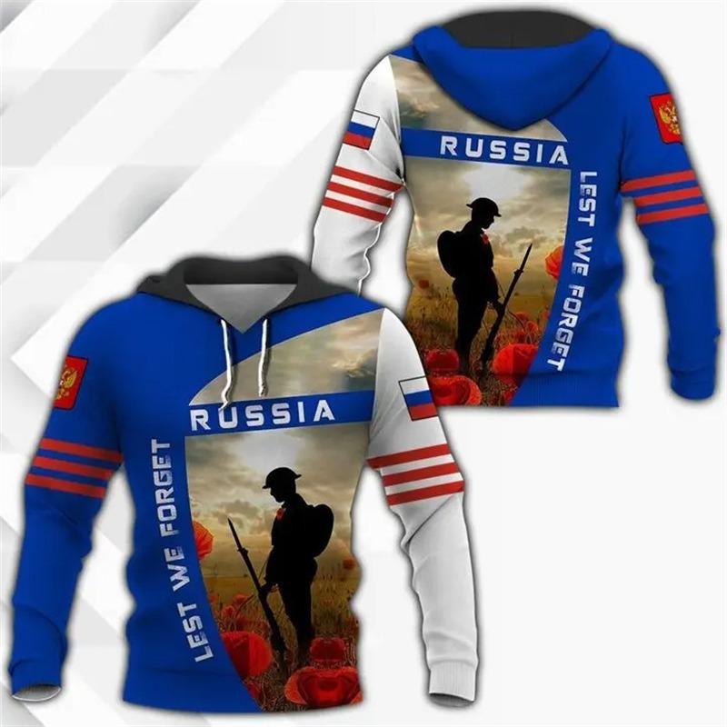 Fashion Men's Hoodie Russia National Emblem Camo 3D Print Fall Sweatshirt Hoodie Street Casual Boy Sweatshirt Y2K Men's Oversized Top Clothing