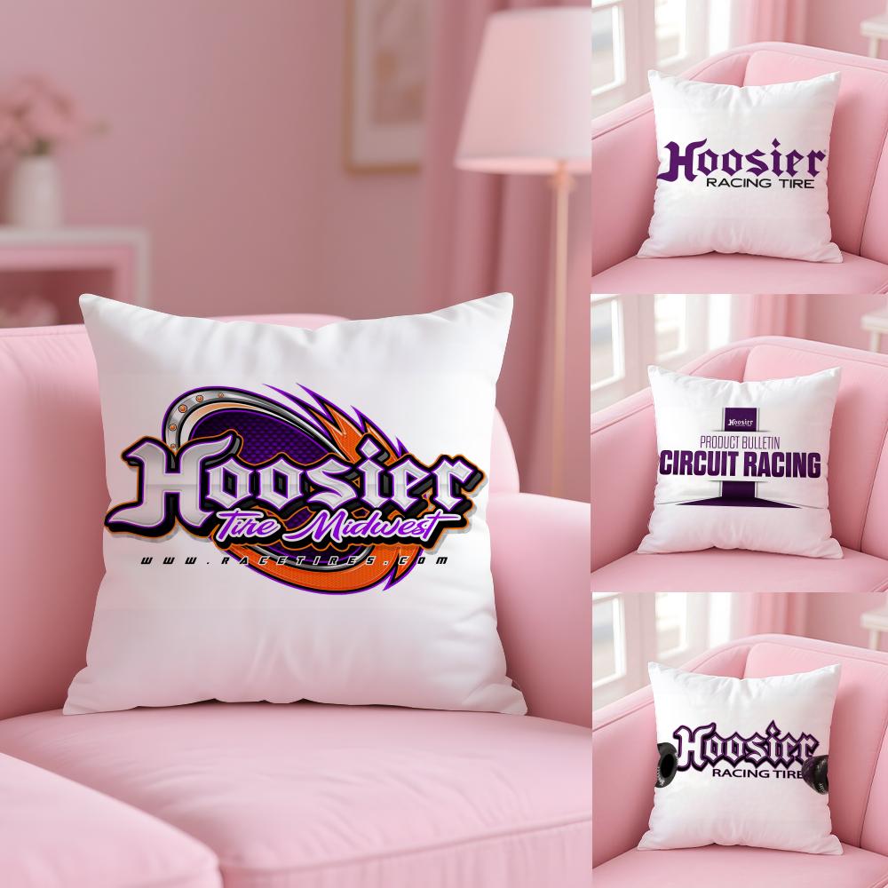 H-Hoosier Racing Cushion Cover Plush Fabric Soft Double-Sided Printed Invisible Zipper Sofa Pillow Case Home Decor