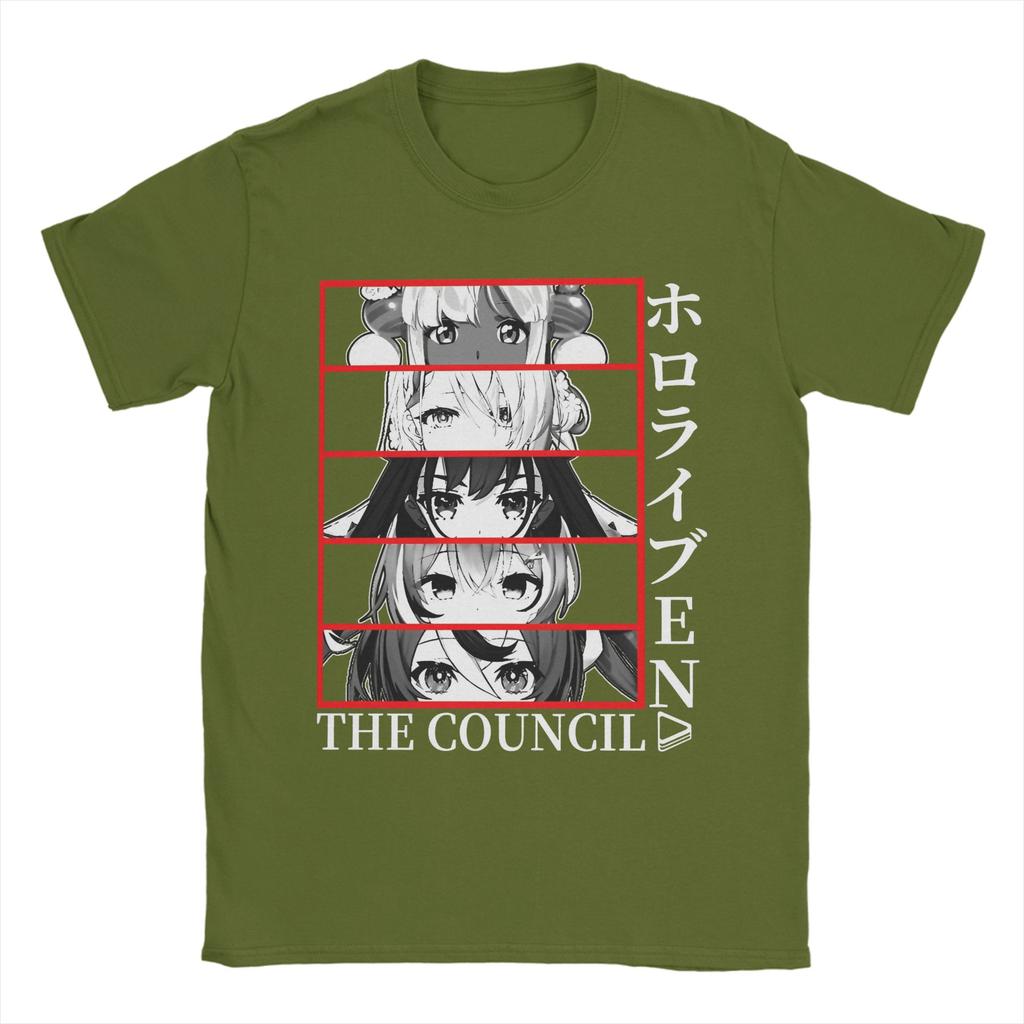 Hololive EN Council Panel Graphic Printed T Shirt Men Women  Pure Cotton  Tee Shirt Clothing