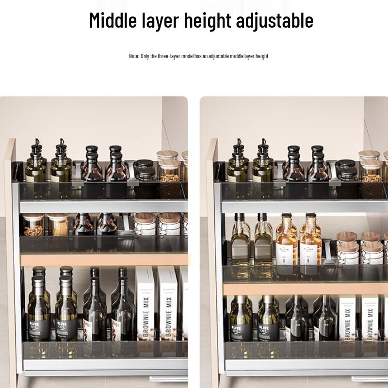 3-Tier Pull-Out Spice Rack for 160mm Narrow Cabinets