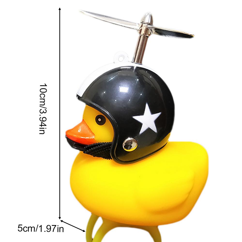 Rubber Duck Toy Car Ornaments Yellow Duck Car Dashboard Decorations Cool Duck with Propeller Helmet