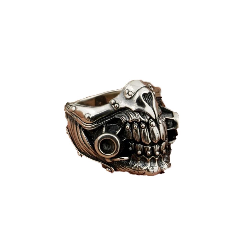 Simple Fashion Trend Rock Retro Mechanical Punk Max Undead Mask Men's Ring Party Street Niche Gift
