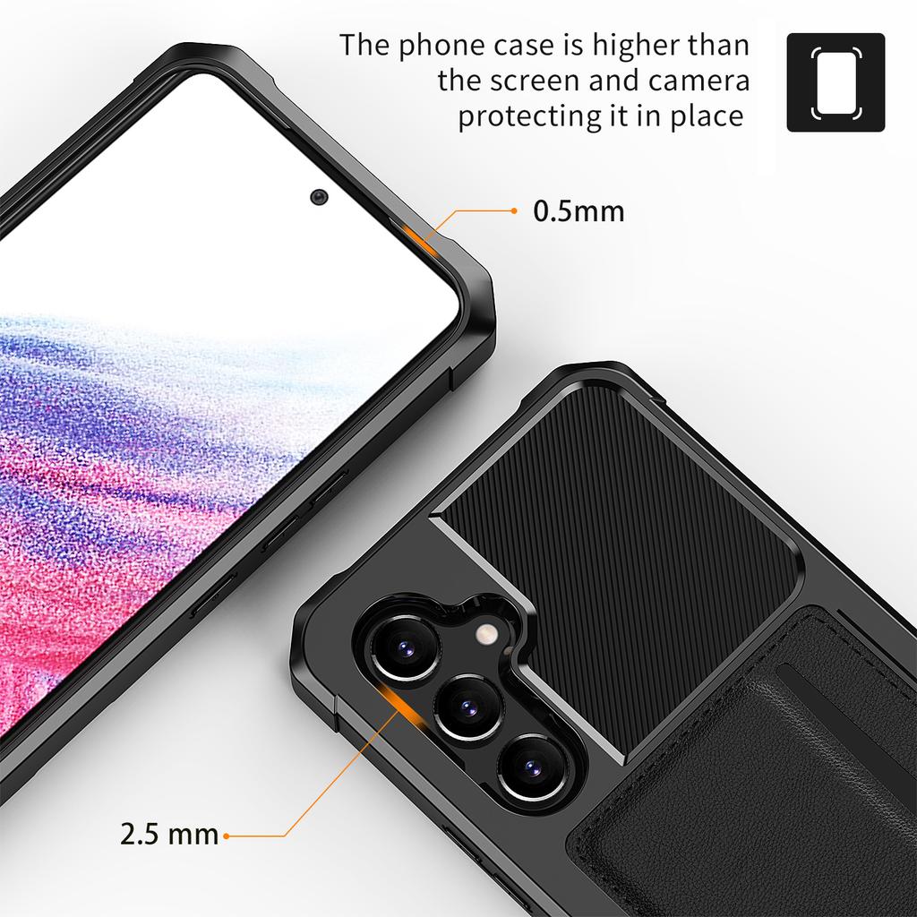 For Samsung Galaxy A54 5G ZM02 PU Leather Coated TPU Shockproof Phone Case Corner Protection Card Slot Holder Cover