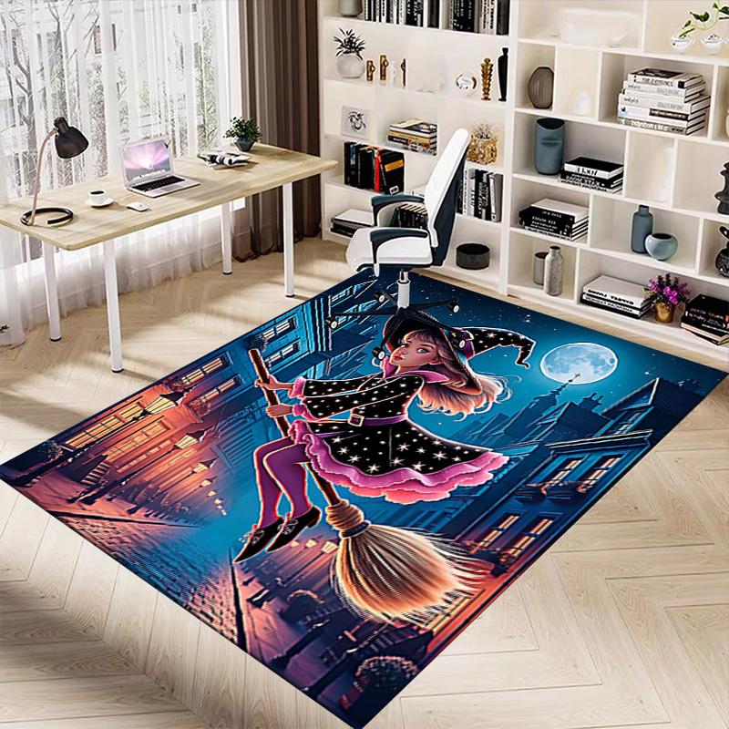 1PC Witch Broomstick Non-Slip Floor Carpet Compatible for Office&Living Room&Bedroom&Dining Room - Flat-Weave Machine-W296