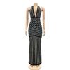 X3816 European Fashion Sexy Deep V Backless Rhinestone Long Nightclub Dress