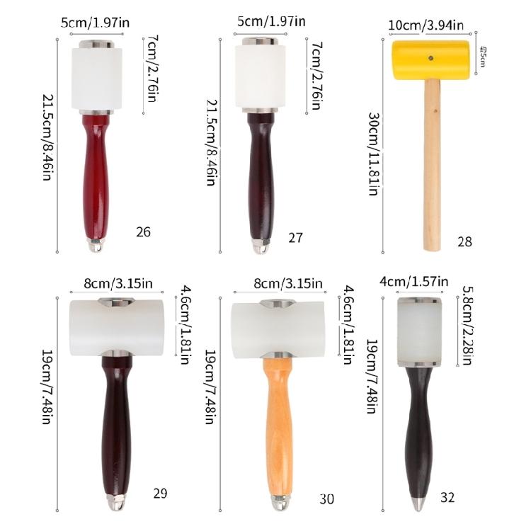 Leathercraft Mallet with Wood/Plastic/Metal Handle for DIY Sewing Cowhides Tools
