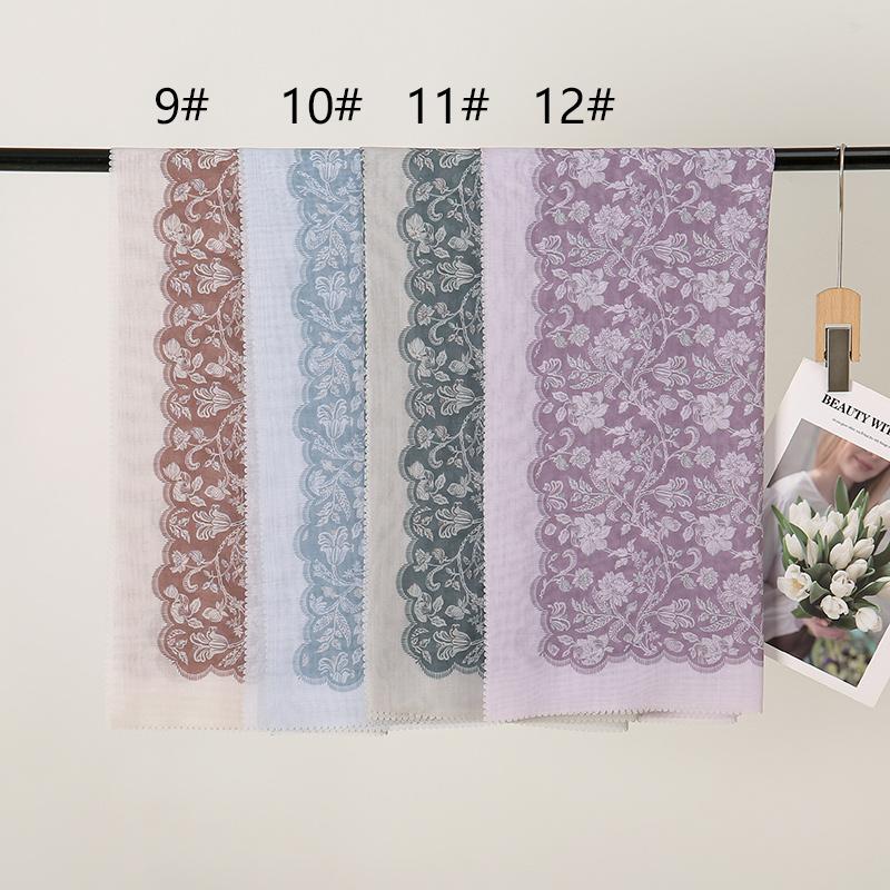 Malaysia Printed Cotton Voile Square Scarf Hijab Tudung Bawal Muslim Women Hijabs 110*110cm